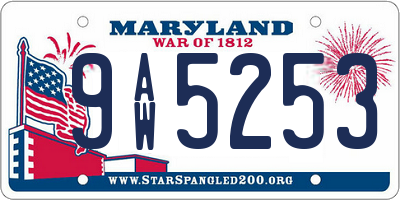 MD license plate 9AW5253