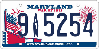 MD license plate 9AW5254