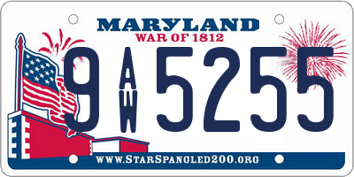 MD license plate 9AW5255