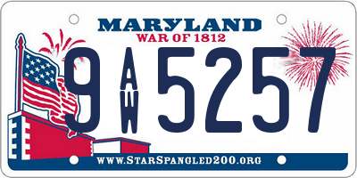 MD license plate 9AW5257