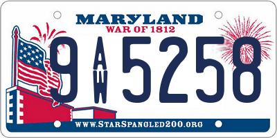 MD license plate 9AW5258