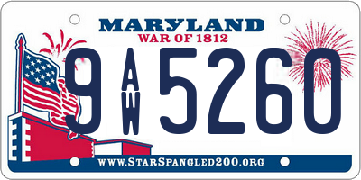 MD license plate 9AW5260