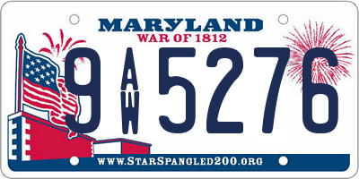MD license plate 9AW5276