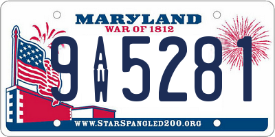 MD license plate 9AW5281