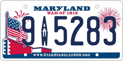 MD license plate 9AW5283
