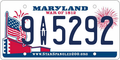 MD license plate 9AW5292