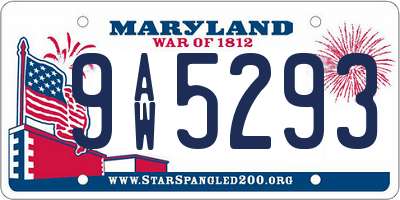 MD license plate 9AW5293
