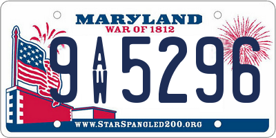 MD license plate 9AW5296