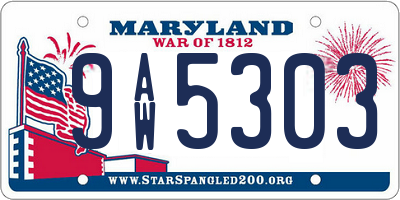 MD license plate 9AW5303