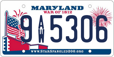 MD license plate 9AW5306