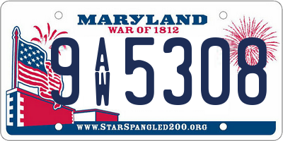 MD license plate 9AW5308