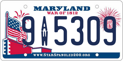 MD license plate 9AW5309