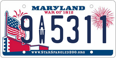 MD license plate 9AW5311