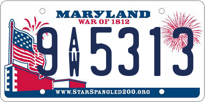 MD license plate 9AW5313