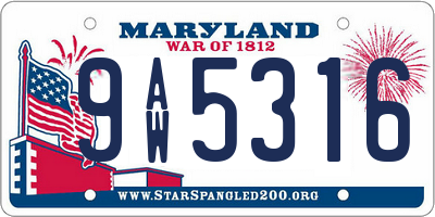 MD license plate 9AW5316