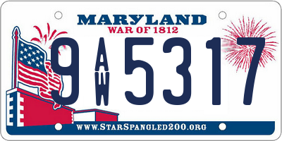 MD license plate 9AW5317