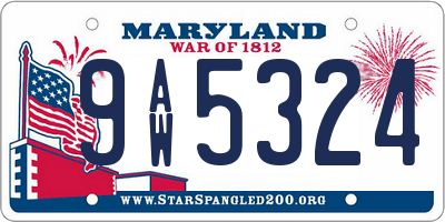 MD license plate 9AW5324
