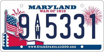 MD license plate 9AW5331