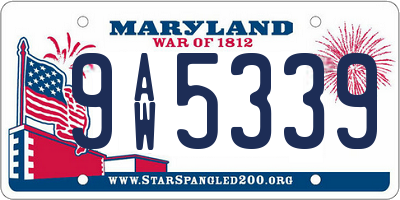 MD license plate 9AW5339