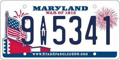 MD license plate 9AW5341