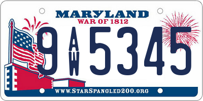 MD license plate 9AW5345