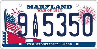 MD license plate 9AW5350