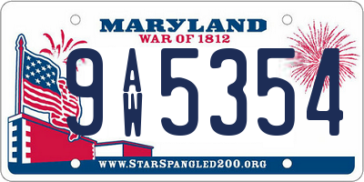 MD license plate 9AW5354