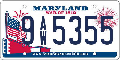 MD license plate 9AW5355