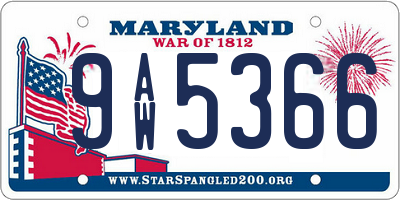MD license plate 9AW5366