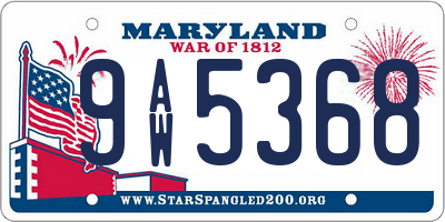MD license plate 9AW5368
