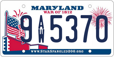 MD license plate 9AW5370