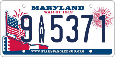 MD license plate 9AW5371