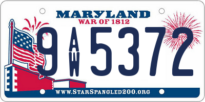 MD license plate 9AW5372