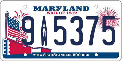 MD license plate 9AW5375