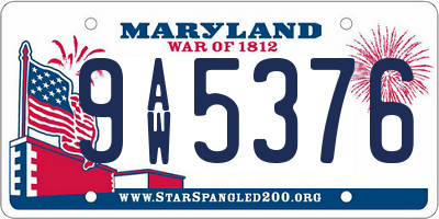MD license plate 9AW5376