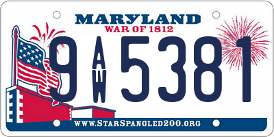 MD license plate 9AW5381
