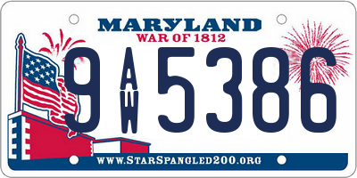MD license plate 9AW5386