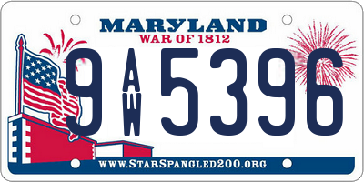 MD license plate 9AW5396