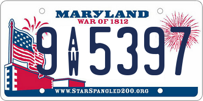 MD license plate 9AW5397