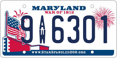 MD license plate 9AW6301