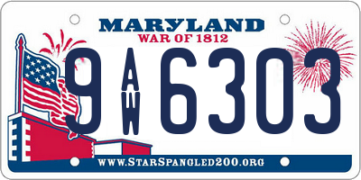 MD license plate 9AW6303