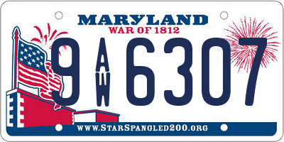 MD license plate 9AW6307