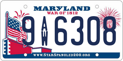 MD license plate 9AW6308