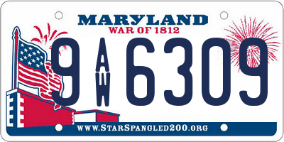 MD license plate 9AW6309
