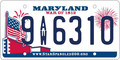 MD license plate 9AW6310