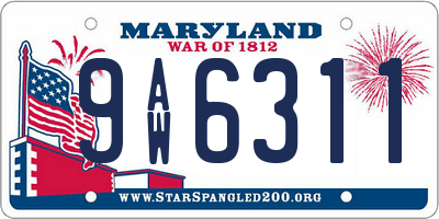 MD license plate 9AW6311