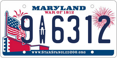 MD license plate 9AW6312