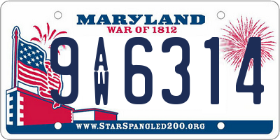 MD license plate 9AW6314