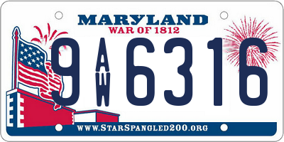MD license plate 9AW6316