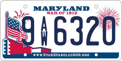 MD license plate 9AW6320